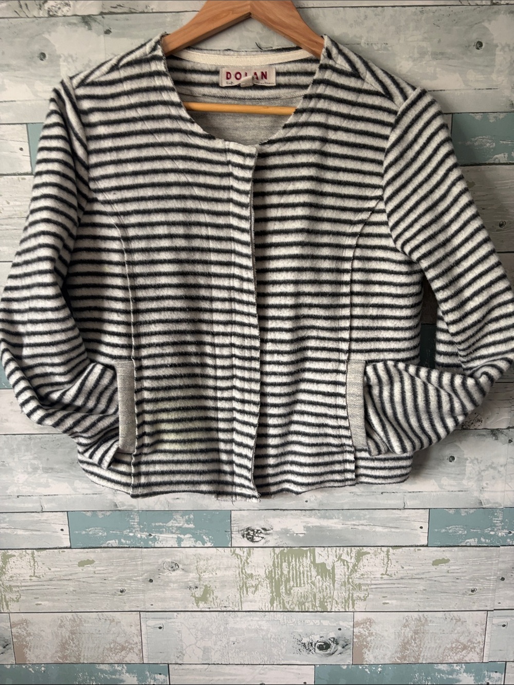 Anthropologie Striped Black and White Cropped Jacket